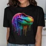 Vibrant Rainbow Dinosaur Head T-Shirt