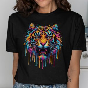 Vibrant Paint Drip Tiger T-Shirt