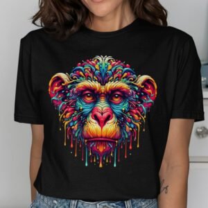 Colorful Abstract Monkey T-Shirt | Drip Art Design