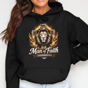 Man of Faith Lion Cross Hoodie | Christian Strength