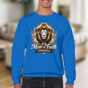 Man of Faith Lion & Cross Christian Sweatshirt