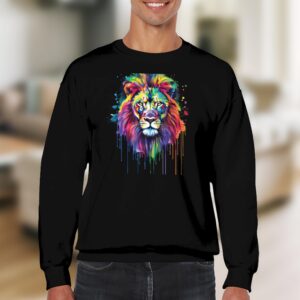 Vibrant Paint Drip Lion Art Sweatshirt