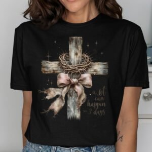 Watercolor Christian Cross 'A Lot Can Happen' T-Shirt
