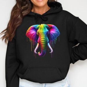 Vibrant Rainbow Elephant Graphic Hoodie