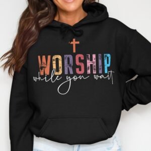 Colorful Christian Worship Hoodie with Cross Design