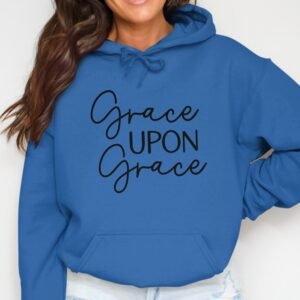 Grace Upon Grace Christian Hoodie - Script & Block Design