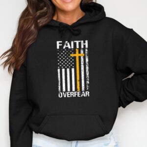 Faith Over Fear Distressed Flag Christian Hoodie