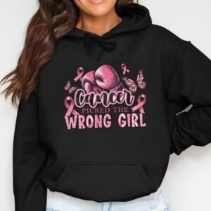 Pink Ribbon Warrior Hoodie: Cancer Picked The Wrong Girl