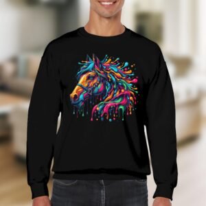 Vibrant Paint Drip Horse Art Sweatshirt