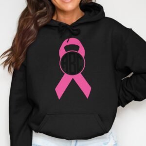 Custom Monogram Pink Ribbon Awareness Hoodie