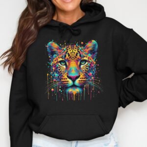 Psychedelic Leopard Art Hoodie - Vibrant Big Cat Design