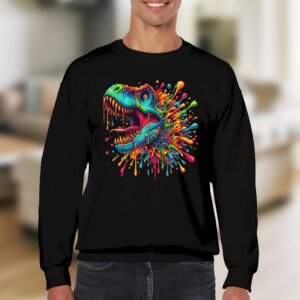 Colorful T-Rex Paint Splatter Art Sweatshirt