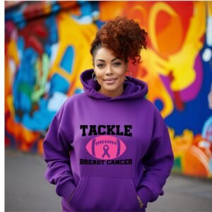 Tackle Breast Cancer Pink Football Awareness Hoodie