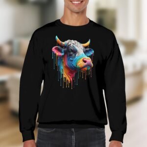 Abstract Colorful Cow Head Art Sweatshirt