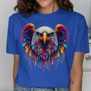 Vibrant Dripping Paint Eagle Head T-Shirt