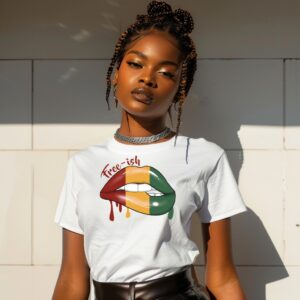 Free-ish Juneteenth Pan-African Lips Graphic T-Shirt