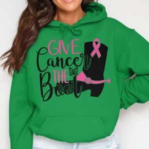 Give Cancer The Boot Pink Ribbon Awareness Hoodie