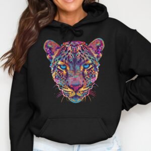 Vibrant Psychedelic Jaguar Head Hoodie