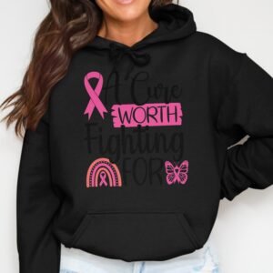 Pink Ribbon Awareness Hoodie - A Cure Worth Fighting For