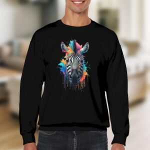 Vibrant Paint Splatter Zebra Art Sweatshirt