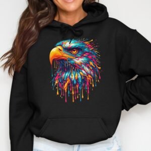 Vibrant Eagle Paint Drip Art Hoodie