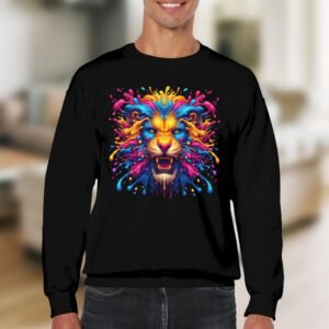 Bold Lion Head Paint Splash Sweatshirt