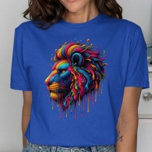 Vibrant Paint Drip Lion Art T-Shirt