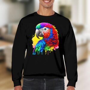 Vibrant Rainbow Parrot Watercolor Sweatshirt