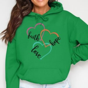 Faith Hope Love Hearts Script Inspirational Hoodie