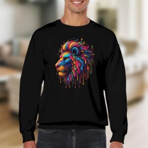 Abstract Paint Drip Lion Sweatshirt | Vibrant Colors