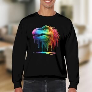 Dripping Rainbow T-Rex Sweatshirt | Vibrant Dino Art