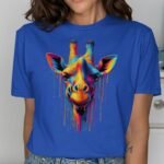 Vibrant Dripping Paint Giraffe Art T-Shirt