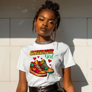 Vibrant Sneaker Girl Graphic T-Shirt for Women