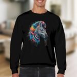 Vibrant Zebra Art Sweatshirt - Colorful Paint Splatter