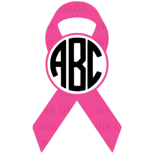 Custom Monogram Pink Ribbon Digital Art